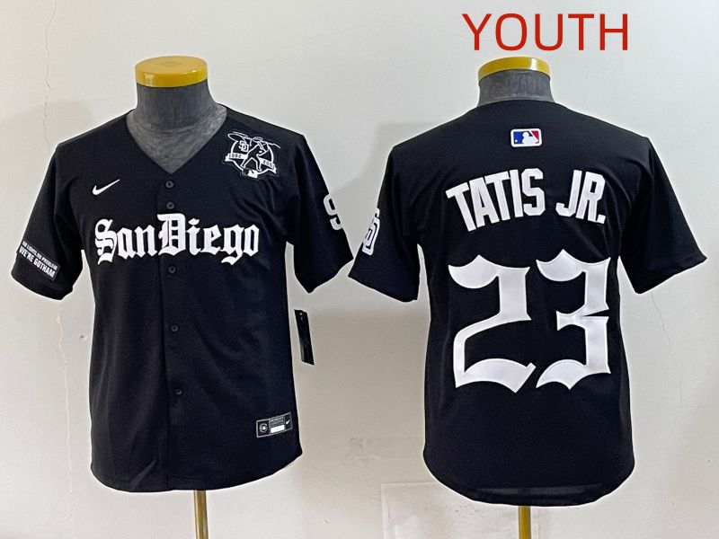 Youth 2025 San Diego Padres #23 Tatis jr Black Five generations Joint Name Nike MLB Jersey style 16